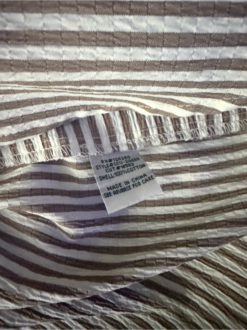 Velvet Heart Neutral Striped Puff-Sleeve V-Neck Blouse - Picture 4 of 6